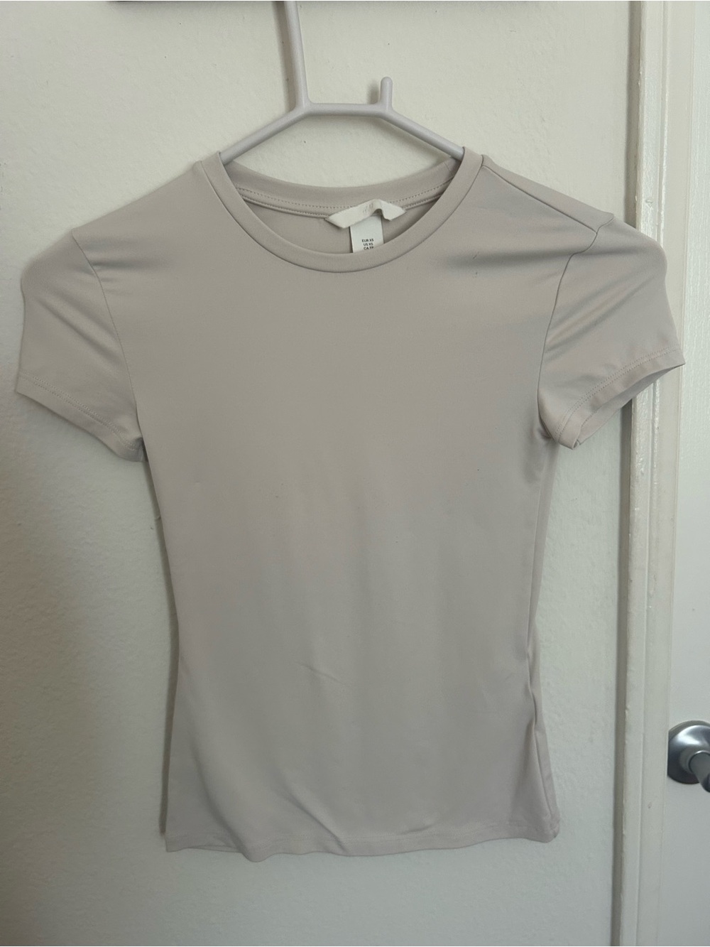 H&M Short-Sleeve Tank Top in Light Taupe